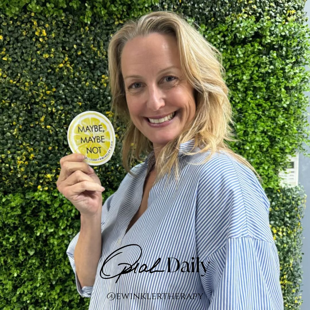 Elizabeth Winkler with Maybe, Maybe not lemon sticker